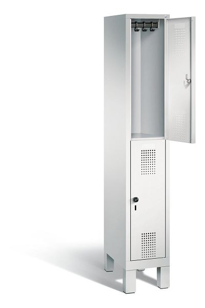 C+P locker dubbeldekker Evolo, H1850xB320xD500mm, kleur: lichtgrijs, 48310-10 S10020