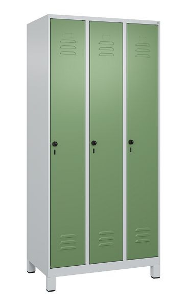 C+P luierkluis Classic PLUS met middenwand, voeten, 3 vakken, 1950x900x500mm, 7035/6011, veiligheidsdraaigrendel, 080010-30F S10006