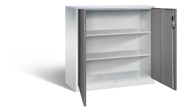 C+P kantoorkast Acurado, H1200xB1200xD500mm, kleur: lichtgrijs/vulkaangrijs, verzonken handgreep, 3 niveaus, 9487-1200 S10184