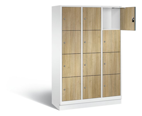 C+P lockerkast Evolo, H1800xB1200xD500mm, kleur: verkeerswit / decor eiken Sereno, 48020-324 S10236