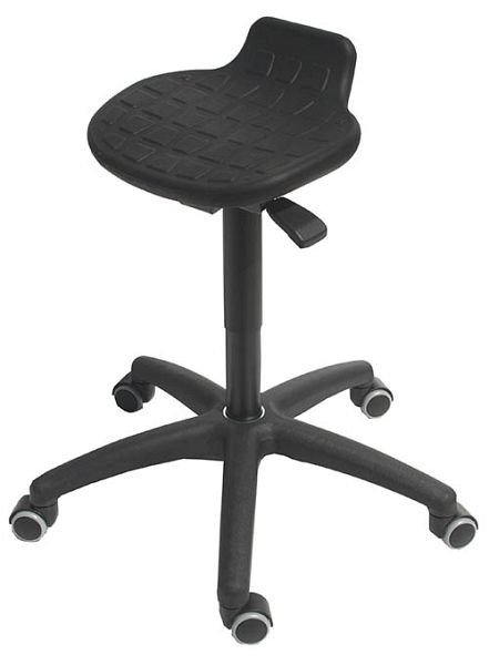 Bedrunka + Hirth draaikruk met vloerglijders, zithoogte 415 - 605 mm, zitting: PU zwart, 05.3571.08