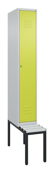 C+P luierkastje Classic PLUS met middenwand, bank, 2120x300x815mm, 7035/0024, cilinderslot, 0800507-10F S10025