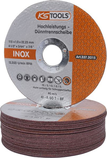 KS Tools krachtige dunne doorslijpschijf, diameter 115 mm, 1 mm, 25 stuks, 337.2015