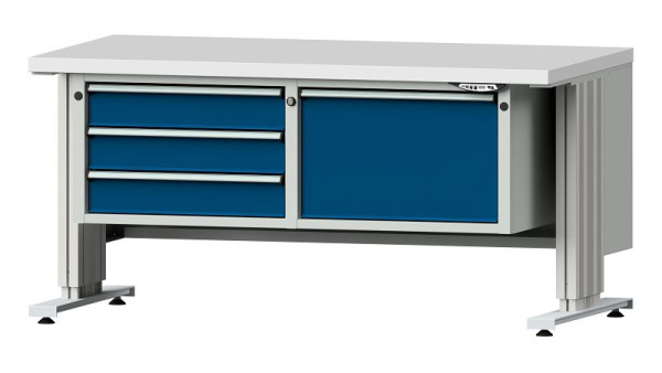 ANKE werkbanken werktafel LIFT met onderstel, breed, model 803 VL, 1500 x 800 x 740-1140 mm, RAL 7035/5010, KSP 40 mm, 405.505