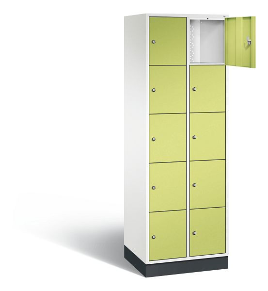 C+P lockerkast Intro, H1950xB620xD490mm, kleur: verkeerswit / virid green, 8570-201 S10240