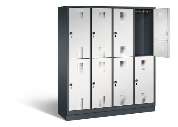 C+P locker dubbeldekker Evolo, H1800xW1590xD500mm, kleur: zwartgrijs/lichtgrijs, 48320-42 S10092
