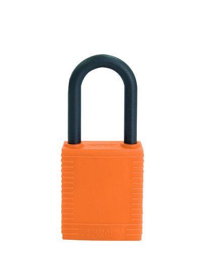 DENIOS veiligheidsslot met oranje kunststof beugel, niet geleidend, 209697