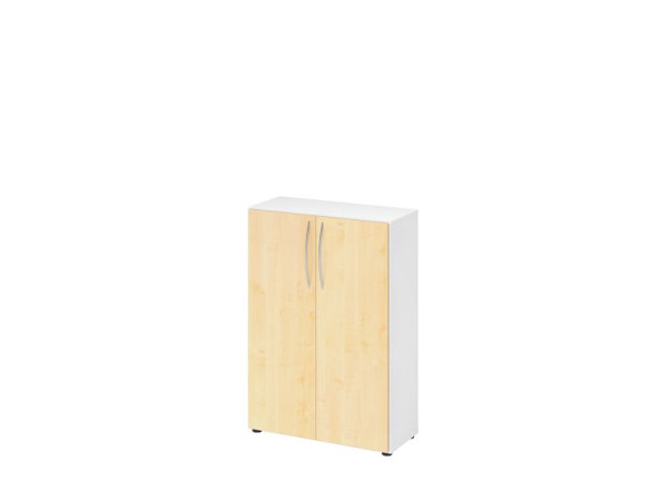 Hammerbacher kast 4550 BM, 3 OH, corpuskleur: wit / frontkleur: esdoorn, 80 x 34,6 x 114,4 cm (BxDxH), beugelgreep BM, V4550/W/3/BM