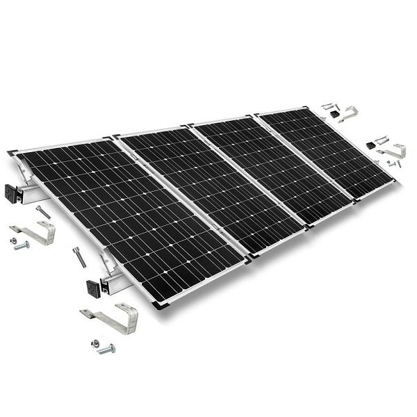 Offgridtec montageset met gewone dakhaak voor montage op schuin dak 4 zonnepanelen framehoogte 35 mm, 8-01-013770-008