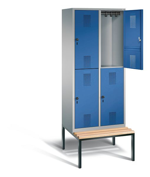 C+P locker dubbeldekker Evolo, H2090xW810xD815mm, kleur: wit aluminium / gentiaanblauw, 48350-22 S10231