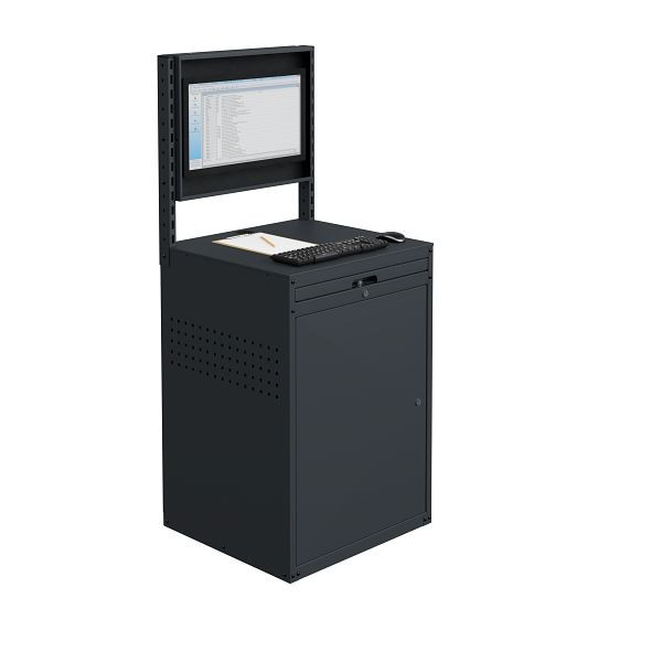 SOFAME computerkast MODULINFO B695 x D 660 x H 1005 met kantelbare monitorbehuizing, antracietgrijs RAL 7016, W040010027GAGC