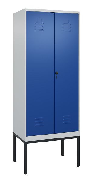 C+P Umkleidespind Classic PLUS SW, Gestell, 2 Abteile, 2120x800x500mm, 7035/5010, Drehriegel, 0800327-22 S10003