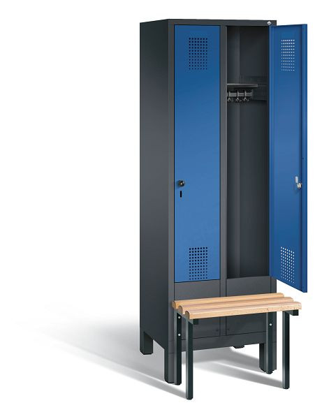 C+P garderobe Evolo, H1850xW610xD815mm, kleur: zwartgrijs / gentiaanblauw, 48030-20 S10087