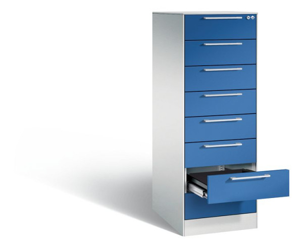 C+P archiefkast Asisto, H1310xB440xD600mm, kleur: lichtgrijs / gentiaanblauw, beugelgreep, 146225-822 S10025