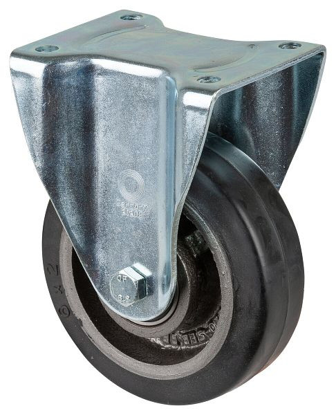 BS Rollen zwaarlastwiel, bokwiel, wielbreedte 50 mm, wiel-Ø 150 mm, draagvermogen 350 kg, zwarte elastische banden, gegoten, kogellagers, L610.B81.150