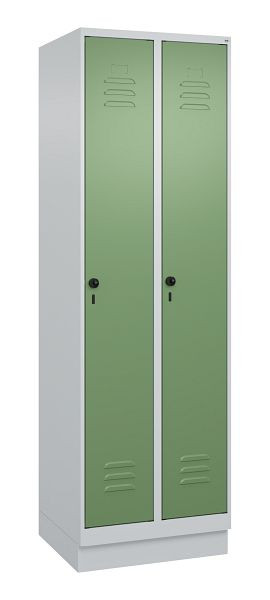 C+P luierkluis Classic PLUS met middenwand, bodem, 2 vakken, 1950x600x500mm, 7035/6011, veiligheidsdraaigrendel, 080020-20F S10006