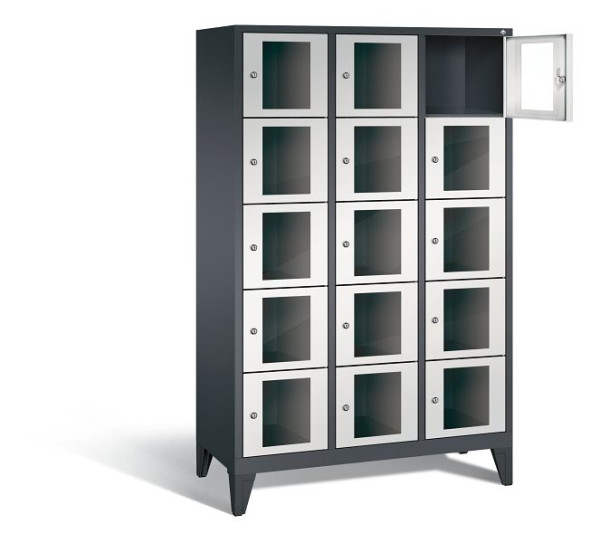 C+P lockerkast Classic, H1850xB1200xD500mm, kleur: zwartgrijs/lichtgrijs, 8010A325 S10013