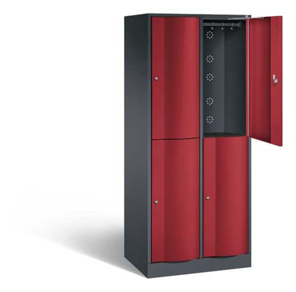 C+P locker dubbellaags Resisto, H1950xW772xD540mm, kleur: zwartgrijs/robijnrood, 8270-272 S10044