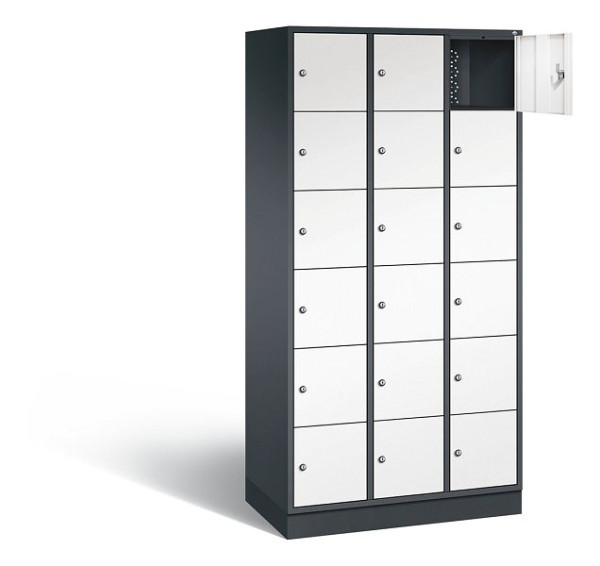 C+P lockerkast Intro, H1950xW920xD490mm, kleur: zwartgrijs / verkeerswit, 8670-301 S10115