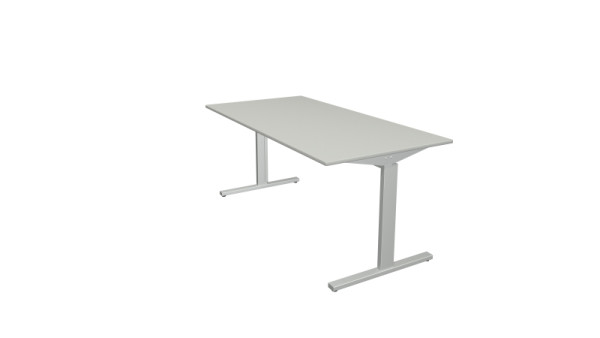 Kerkmann bureauvorm 2 - B 1600 x D 800 x H 700-820 mm met T-voetframe in aluminium zilver, lichtgrijs, 11020611