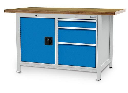 Bedrunka + Hirth box werkbank serie 1500 R18-24, 1x100, 1x 200, 1x300 mm, volledig uittrekbare lades, 1500 x 750 x 859 mm, 03.14.13V
