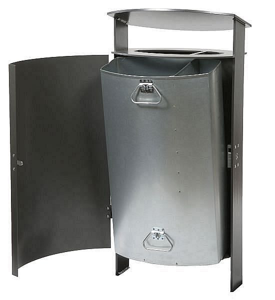 Renner staande afvalbak ca. 70 L, met asbak, om in beton te plaatsen, thermisch verzinkt en gepoedercoat, kobaltblauw, 7092-30PB 5013