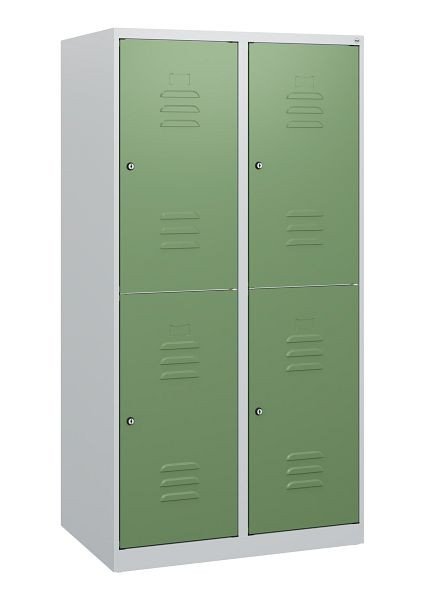 C+P Doppelstöckiger Spind Classic PLUS, 2 Abteile, 1530x800x500mm, 7035/6011, Zylinderschlösser, 0803005-22 S10015