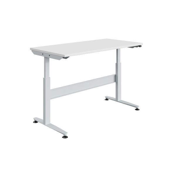 SOFAME REGULOG werktafel, elektrisch in hoogte verstelbaar, B 1200 x D 750 x H 728 tot 1228 mm, melamine werkblad 28 mm, lichtgrijs RAL 7035, W010140029GC