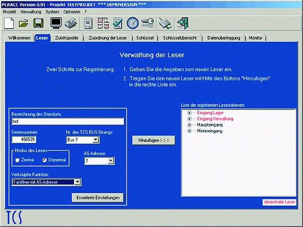 TCS gebruikersprogramma voor toegangscontrole, voor het beheer van toegangsrechten voor TCS-systemen, PCITACC-0100