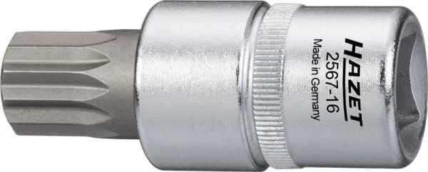 Hazet Öldienst schroevendraaierdop, hol vierkant 12,5 mm (1/2 inch), intern meertands profiel XZN met stift, M16, 2567-16