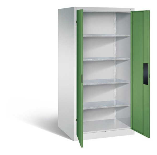 C+P gereedschapskast Acurado, H1950xW930xD800mm, kleur: lichtgrijs / reseda groen, verzonken handgreep, 8924-052 S10087