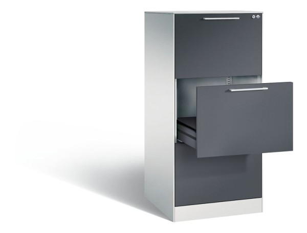 C+P archiefkast Asisto, H1310xB562xD600mm, kleur: lichtgrijs/zwartgrijs, beugelgreep, 146224-321 S10046