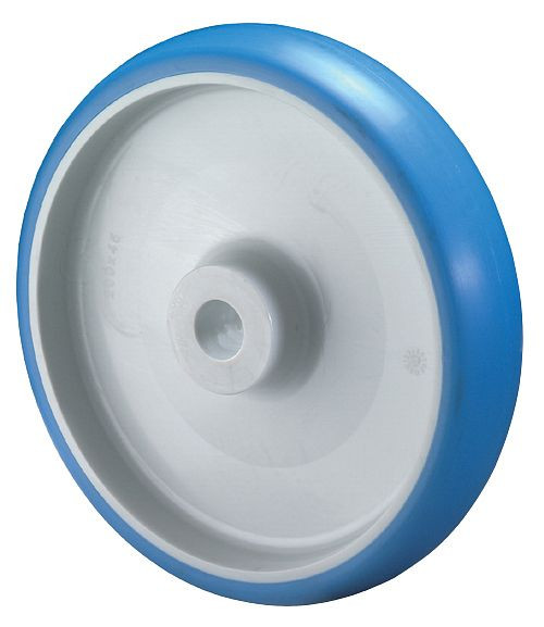 BS Rollen polyurethaan wiel, wielbreedte 28 mm, wiel-Ø 80 mm, draagvermogen 70 kg, loopvlak polyurethaan blauw, glijlager, VE = 8 stuks, B32.080