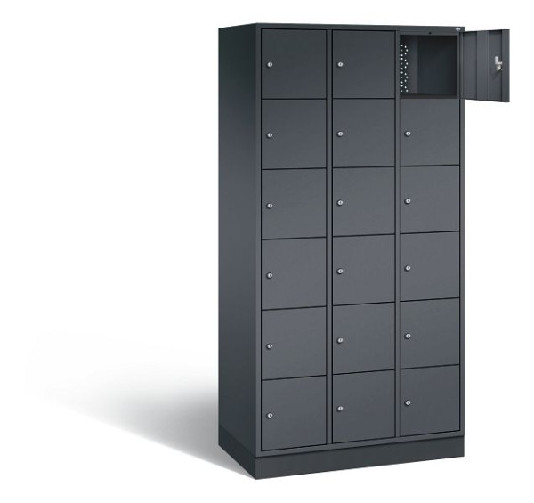 C+P lockerkast Intro, H1950xW920xD490mm, kleur: zwart-grijs, 8670-301 S10079