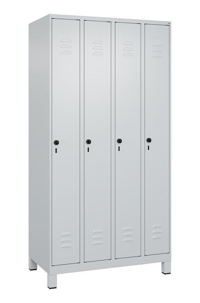C+P Umkleidespind Classic PLUS, Füße, 4 Abteile, 1950x1000x500mm, 7035/7035, Drehriegel, 080010-49 S10009
