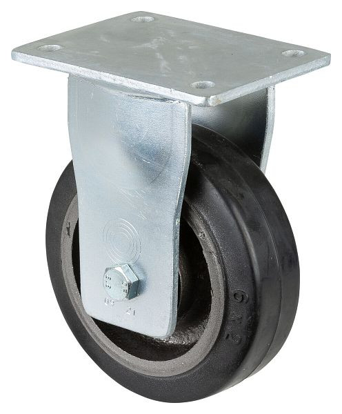 BS Rollen zwaarlastwiel, bokwiel, wielbreedte 50 mm, wiel-Ø 150 mm, draagvermogen 350 kg, zwarte elastische banden, gegoten, kogellagers, RR110.B81.150