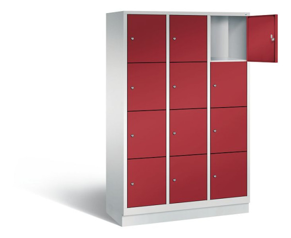 C+P lockerkast Evolo, H1800xB1200xD500mm, kleur: lichtgrijs/robijnrood, 48020-324 S10000