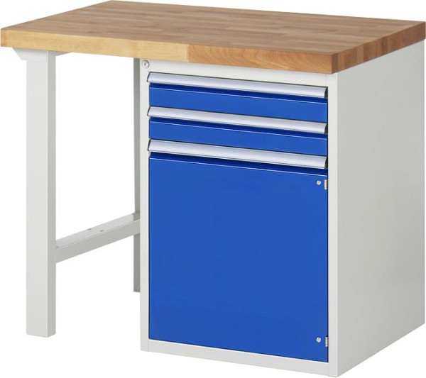 RAU werkbank serie 7000 - model 7503-1, B1000 x D700 x H890 mm, systeemonderstel B1000 x D650 x H850 mm, voorzien van 2 laden en 1 deur, 03-7503A1-107B4M.11
