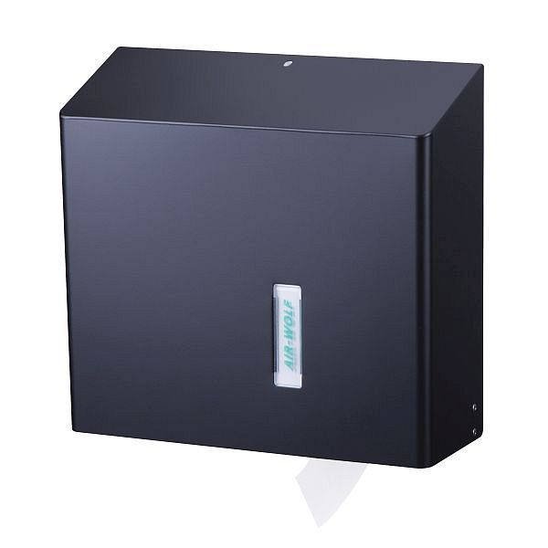 Air Wolf grote rollendispenser vrij te vullen met 1 grote rol, Omega serie, H x B x D: 350 x 377 x 133 mm, matzwart RVS, 29-537
