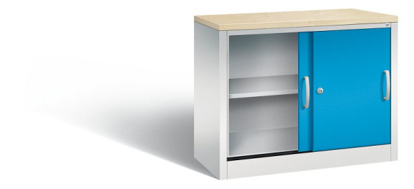 C+P dressoir met schuifdeuren Acurado, H720xB1000xD400mm, kleur: lichtgrijs/lichtblauw, beugelgreep, 2 niveaus, 5725-00 S10115
