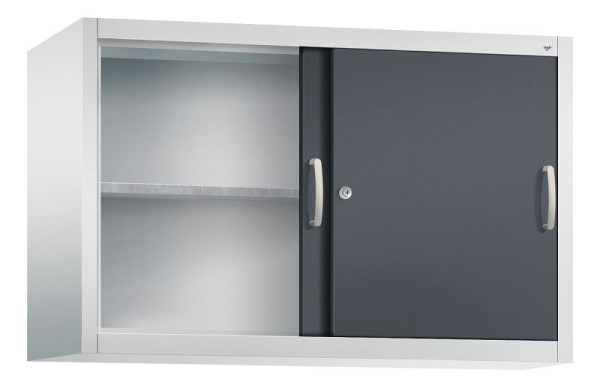 C+P bovenkast Acurado, H790xB1200xD400mm, kleur: lichtgrijs/zwartgrijs, beugelgreep, 2 niveaus, 2045-09 S10052