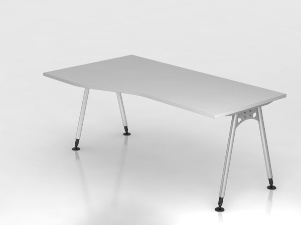 Hammerbacher bureau A-poot 180x100/80cm grijs, freeform, links of rechts te monteren, VAS18/5/S