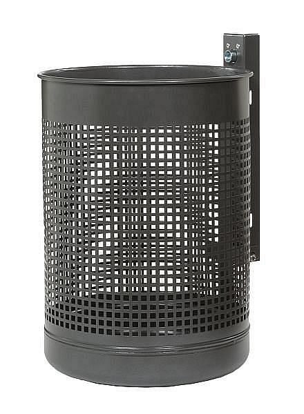 Renner afvalcontainer ca. 50 L, geperforeerd, voor wand- en paalbevestiging, thermisch verzinkt en gepoedercoat, antraciet ijzermica, 7014-00PB DB703