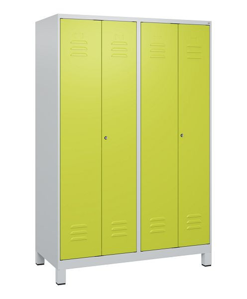 C+P luierkluis Classic PLUS, dubbele locker, voeten, 4 vakken, 1800x1200x500mm, 7035/0024, cilindersloten, 0800127-40P S10025