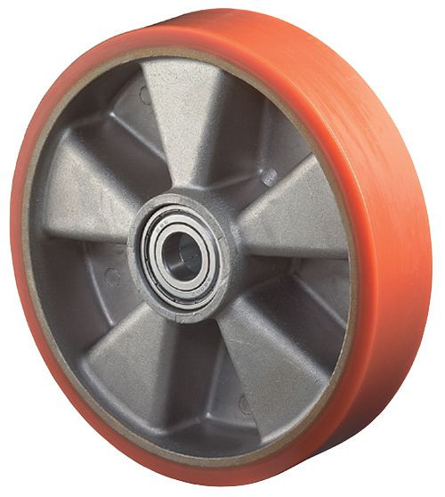 BS Rollen polyurethaan wiel, wielbreedte 50 mm, wiel-Ø 160 mm, draagvermogen 600 kg, loopvlak polyurethaan gegoten, wiellichaam aluminium, kogellagers, B90.160