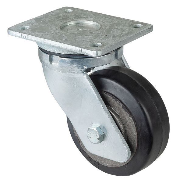 BS Rollen zwaarlastwiel, wielbreedte 50 mm, wiel-Ø 125 mm, draagvermogen 275 kg, zwarte elastische banden, gegoten wiellichaam, kogellagers, RR100.B81.125