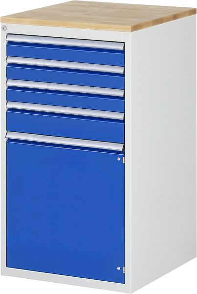 RAU ladekast serie 7000, B580xD650xH1035mm, laden: 3xH90, 1xH120mm, draaideur H540mm, massief beukenhouten blad, 03-L7.3AR-B.11