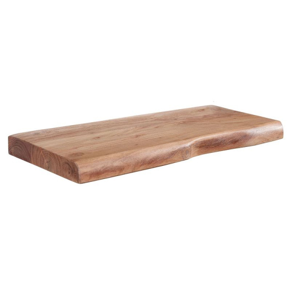 Wohnling wandplank met boomrand, massief acaciahout, 40 cm, design zwevende plank, massieve wandplank, natuurlijke houten plank, hangplank in landelijke stijl, WL6.512