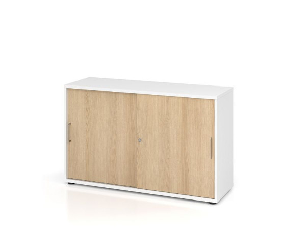 Hammerbacher schuifdeurkast 1752S BS, 2 OH, romp: wit / voorkant: eiken, 120 x 40 x 74,8 cm (BxDxH), V1752S/W/E/BS
