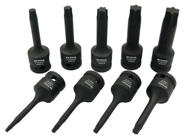 SW-Stahl IMPACT schroevendraaierinzetstukken, 1/2", T-profiel, T20-T70, 9 stuks, S5480